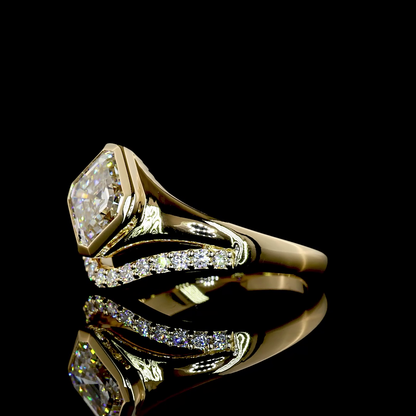 2.48 CTTW Asscher Lab Grown Diamond Solitaire Diamond Shank Ring Sz. 6.5 (F Color and VS1 Clarity)