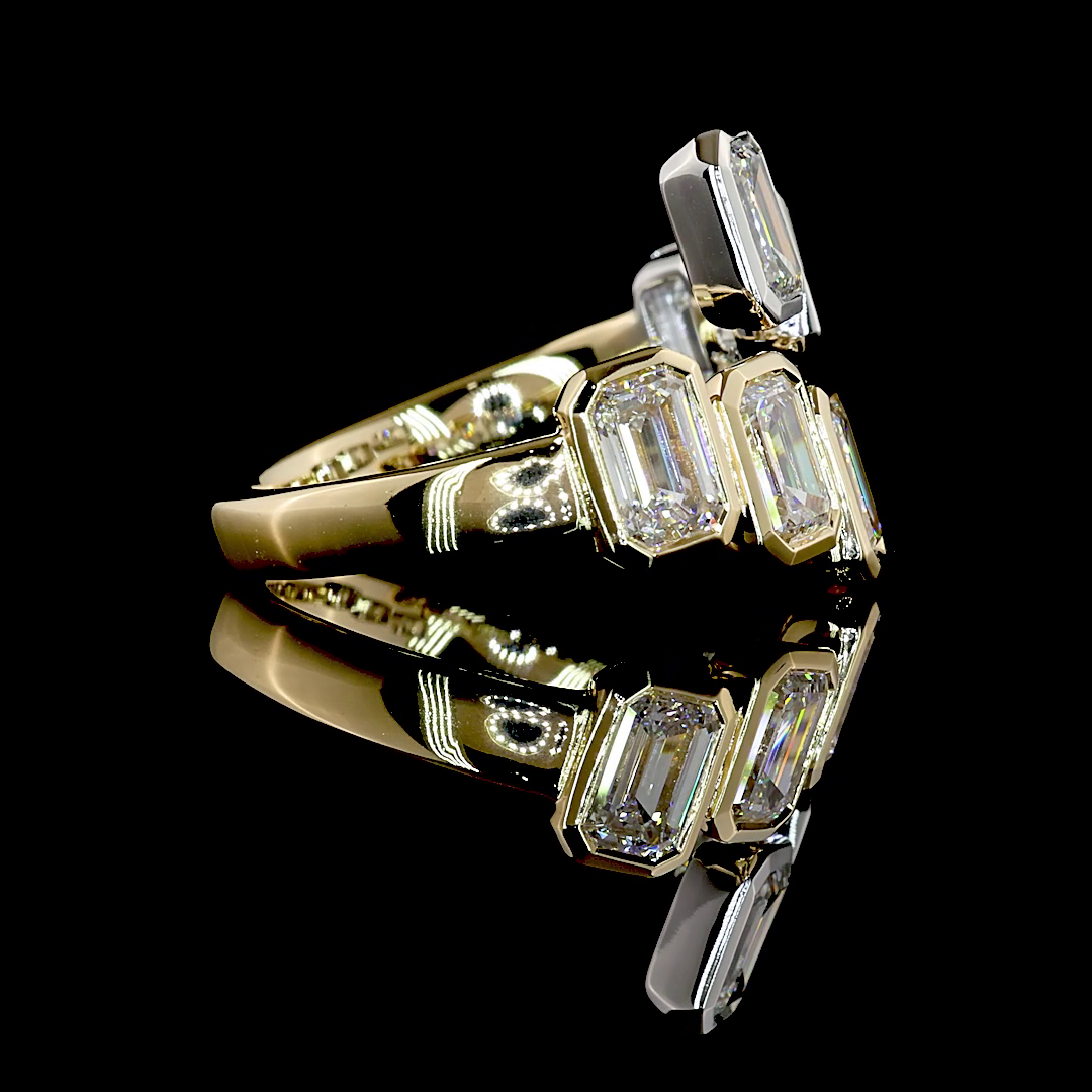 3.13 CTTW Emerald Lab Grown Diamond Special Ring Sz. 5.75 (E Color and VS1 Clarity)