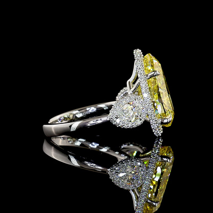 9.11 CTTW Pear Lab Grown Diamond Special Ring Sz. 6.5 (FV.YL Color and VS2 Clarity)