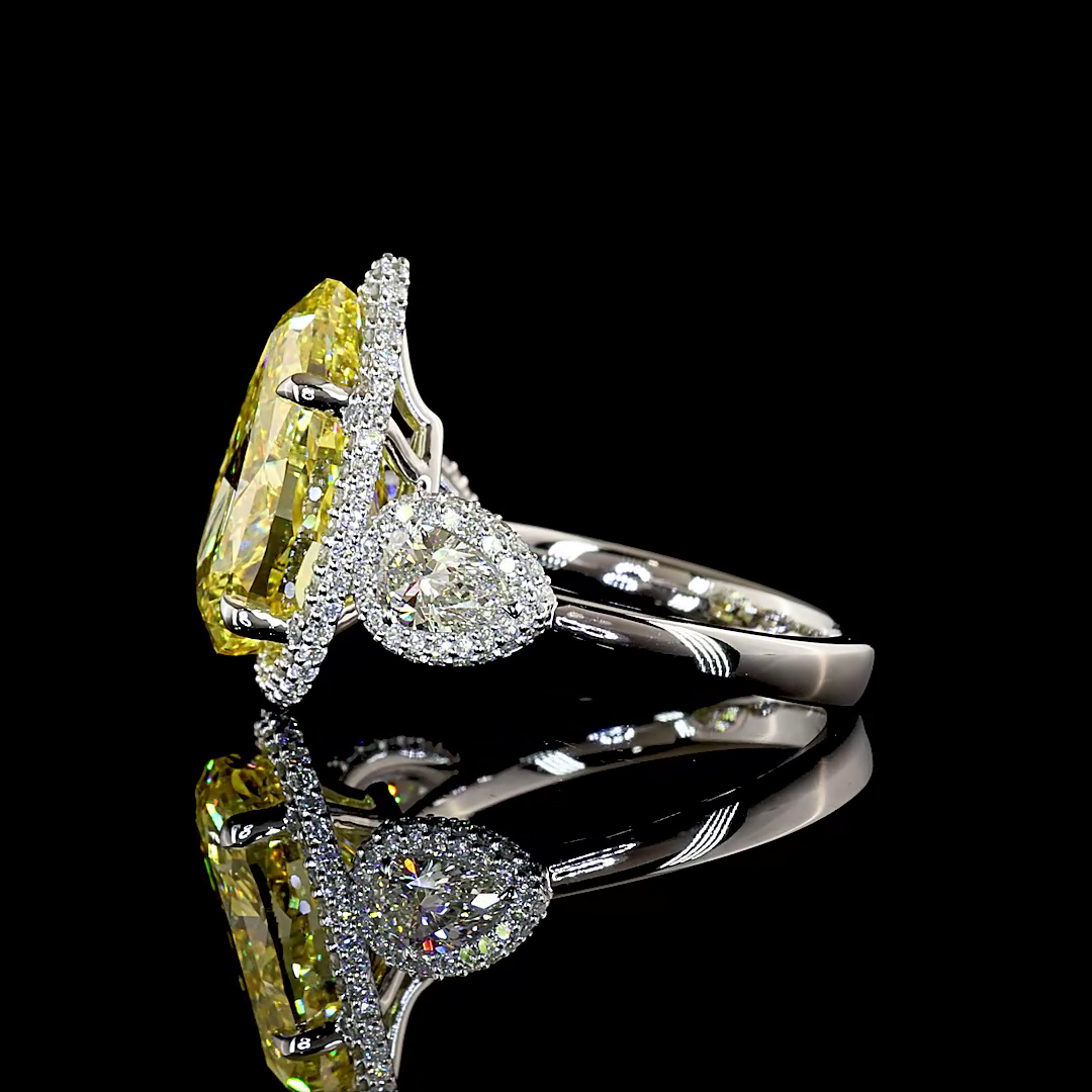 9.11 CTTW Pear Lab Grown Diamond Special Ring Sz. 6.5 (FV.YL Color and VS2 Clarity)