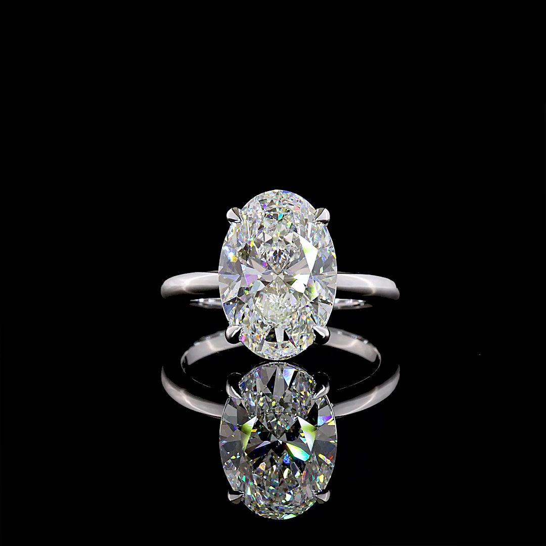 5.23 CT Oval Lab Grown Diamond Solitaire Ring Sz. 6.5 (F Color and VVS2 Clarity)