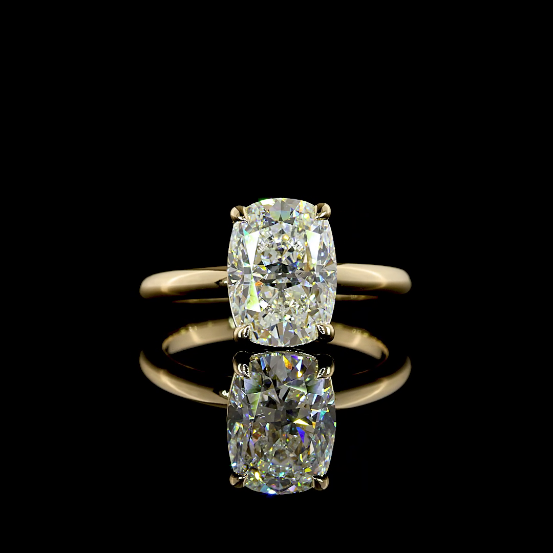 3.11 CT Cushion Brilliant Lab Grown Diamond Solitaire Ring Sz. 6.5 (F Color and VVS2 Clarity)