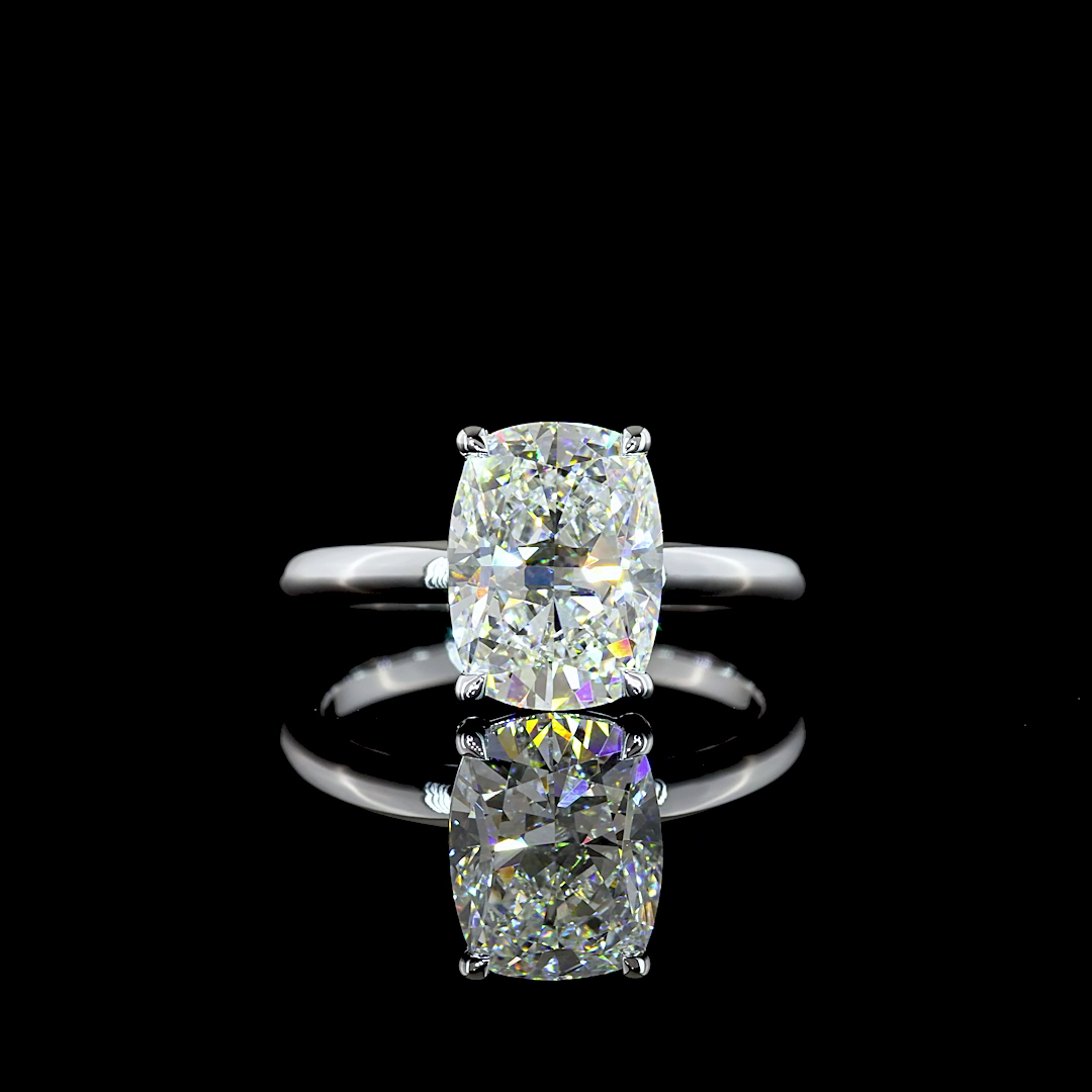 3.12 CT Cushion Brilliant Lab Grown Diamond Solitaire Ring Sz. 6.5 (F Color and VVS2 Clarity)