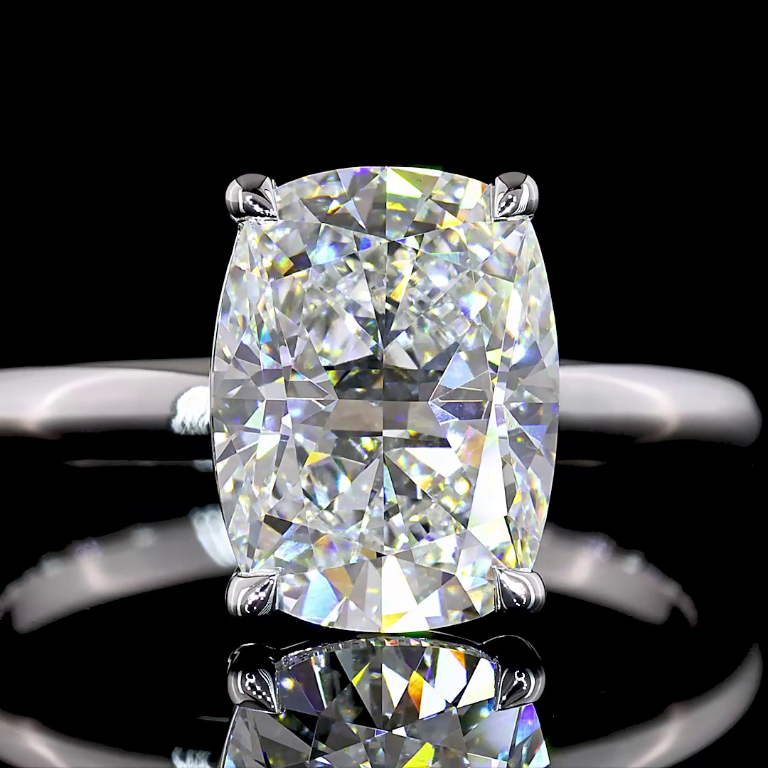 3.12 CT Cushion Brilliant Lab Grown Diamond Solitaire Ring Sz. 6.5 (F Color and VVS2 Clarity)