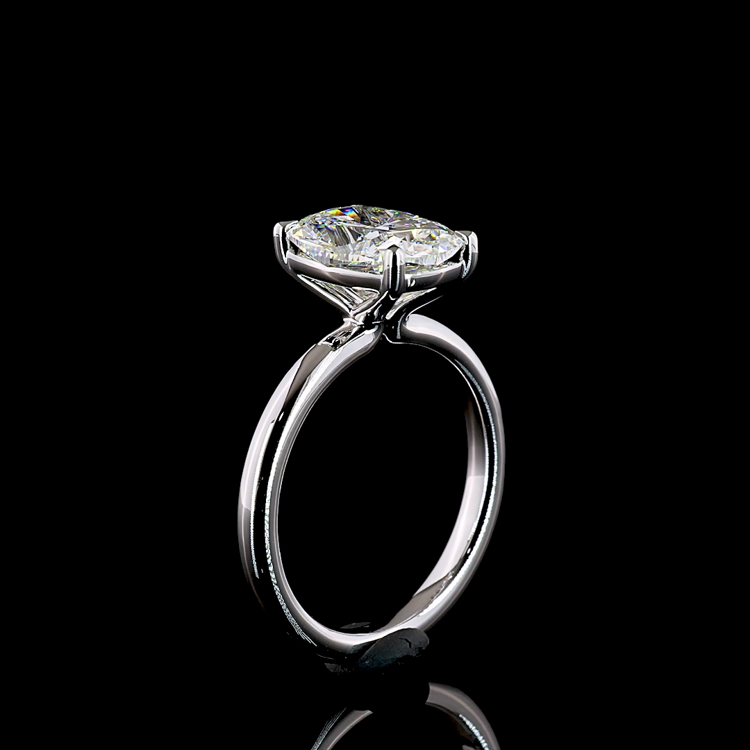 3.12 CT Cushion Brilliant Lab Grown Diamond Solitaire Ring Sz. 6.5 (F Color and VVS2 Clarity)