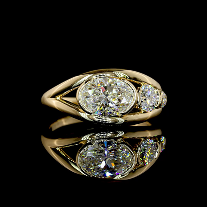 1.63 CTTW Oval Lab Grown Diamond 3 Stones Ring Sz. 6.5 (E Color and VS1 Clarity)