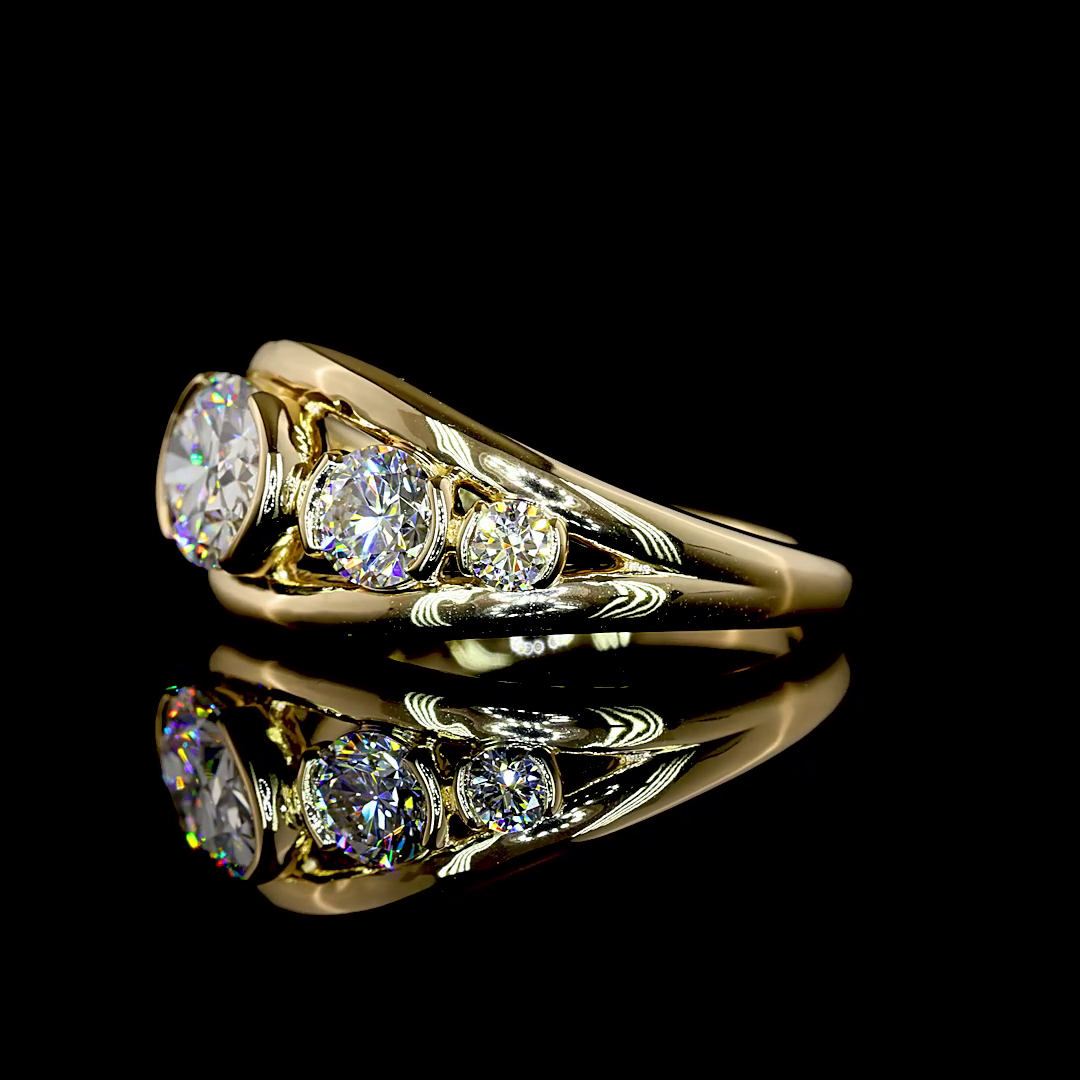 1.63 CTTW Oval Lab Grown Diamond 3 Stones Ring Sz. 6.5 (E Color and VS1 Clarity)