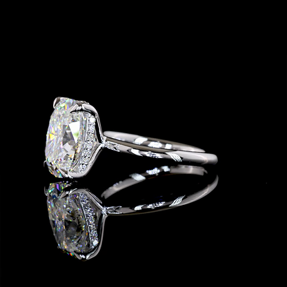 5.26 CTTW Cushion Brilliant Lab Grown Diamond Hidden Halo Ring Sz. 6.5 (E Color and VVS2 Clarity)