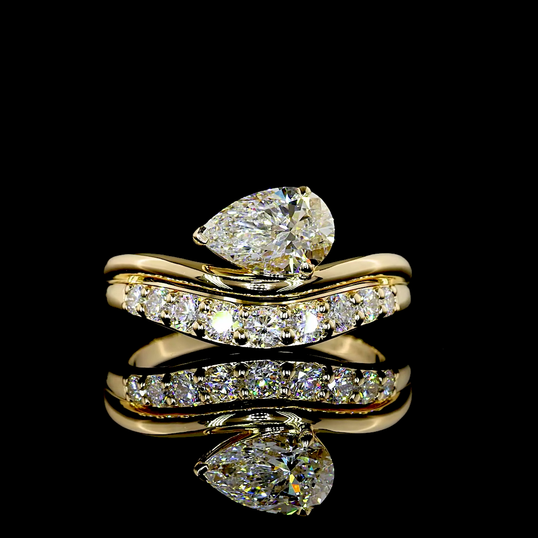 1.43 CTTW Pear Lab Grown Diamond Solitaire Diamond Shank Ring Sz. 6.5 (F Color and VS1 Clarity)