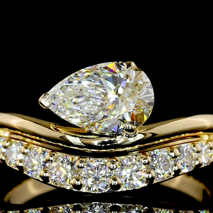 1.43 CTTW Pear Lab Grown Diamond Solitaire Diamond Shank Ring Sz. 6.5 (F Color and VS1 Clarity)
