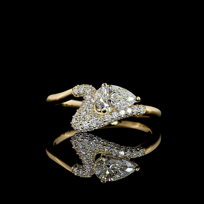 0.76 CTTW Pear Lab Grown Diamond Solitaire Diamond Shank Ring Sz. 6.5 (E Color and VVS2 Clarity)