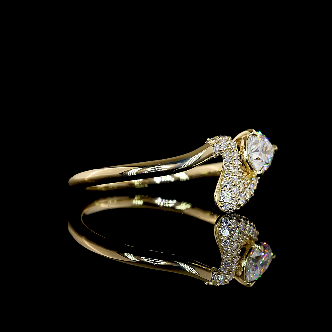 0.76 CTTW Pear Lab Grown Diamond Solitaire Diamond Shank Ring Sz. 6.5 (E Color and VVS2 Clarity)