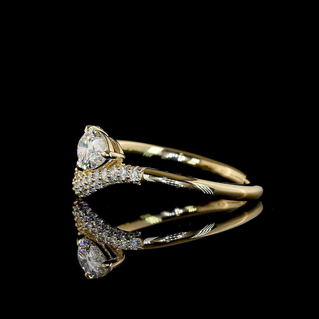 0.76 CTTW Pear Lab Grown Diamond Solitaire Diamond Shank Ring Sz. 6.5 (E Color and VVS2 Clarity)