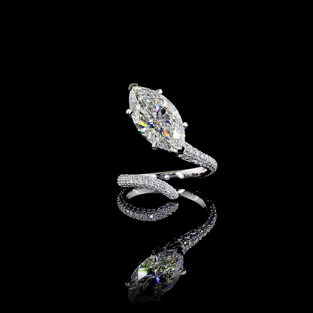 5.84 CTTW Marquise Lab Grown Diamond Solitaire Diamond Shank Ring Sz. 6.5 (F Color and VS1 Clarity)