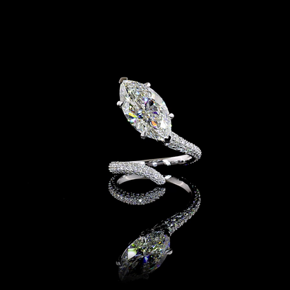 5.84 CTTW Marquise Lab Grown Diamond Solitaire Diamond Shank Ring Sz. 6.5 (F Color and VS1 Clarity)