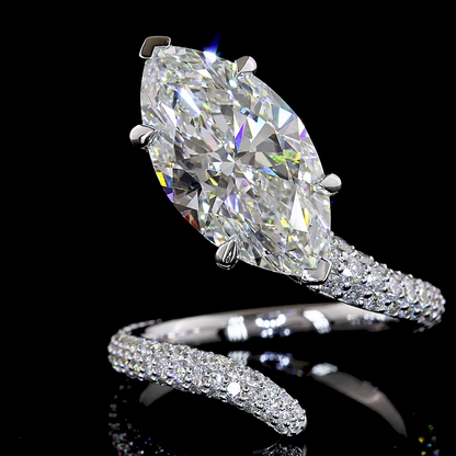 5.84 CTTW Marquise Lab Grown Diamond Solitaire Diamond Shank Ring Sz. 6.5 (F Color and VS1 Clarity)