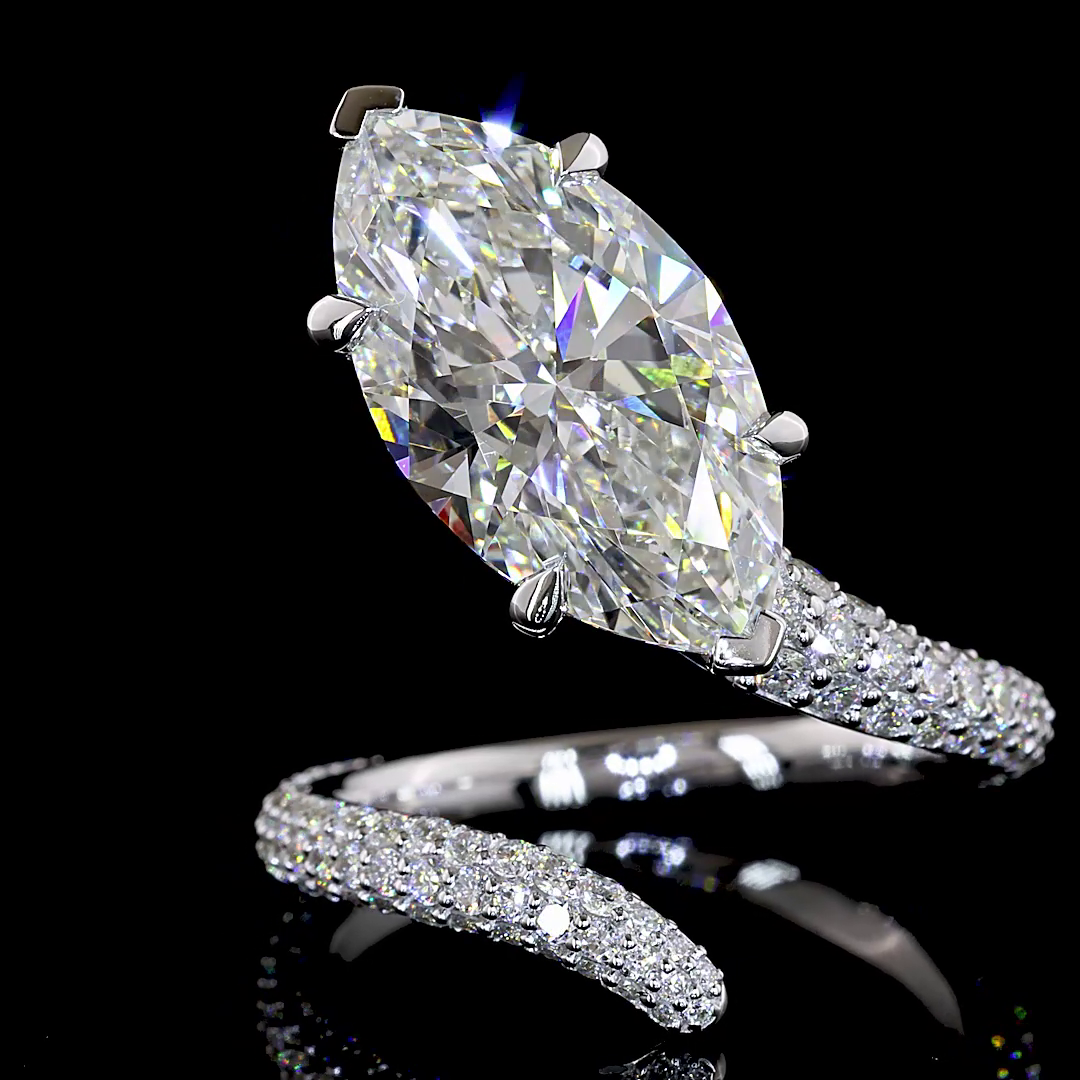 5.84 CTTW Marquise Lab Grown Diamond Solitaire Diamond Shank Ring Sz. 6.5 (F Color and VS1 Clarity)