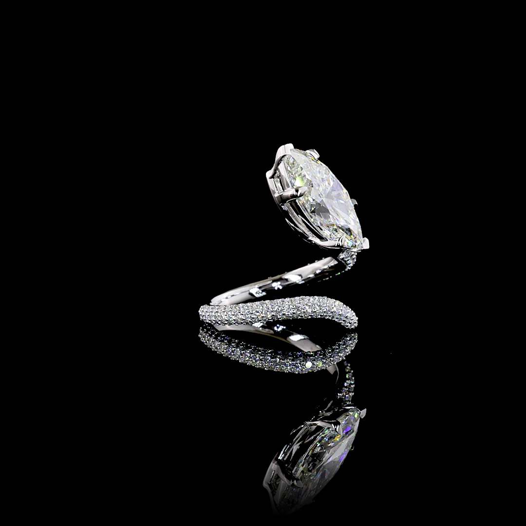 5.84 CTTW Marquise Lab Grown Diamond Solitaire Diamond Shank Ring Sz. 6.5 (F Color and VS1 Clarity)