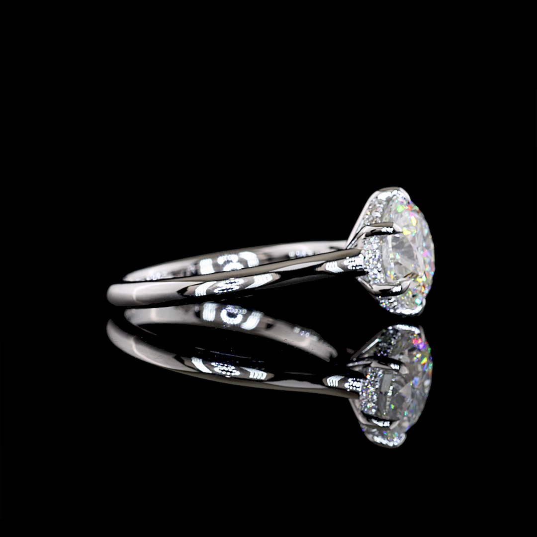 3.34 CTTW Round Lab Grown Diamond Hidden Halo Ring Sz. 7.5 (F Color and VVS2 Clarity)