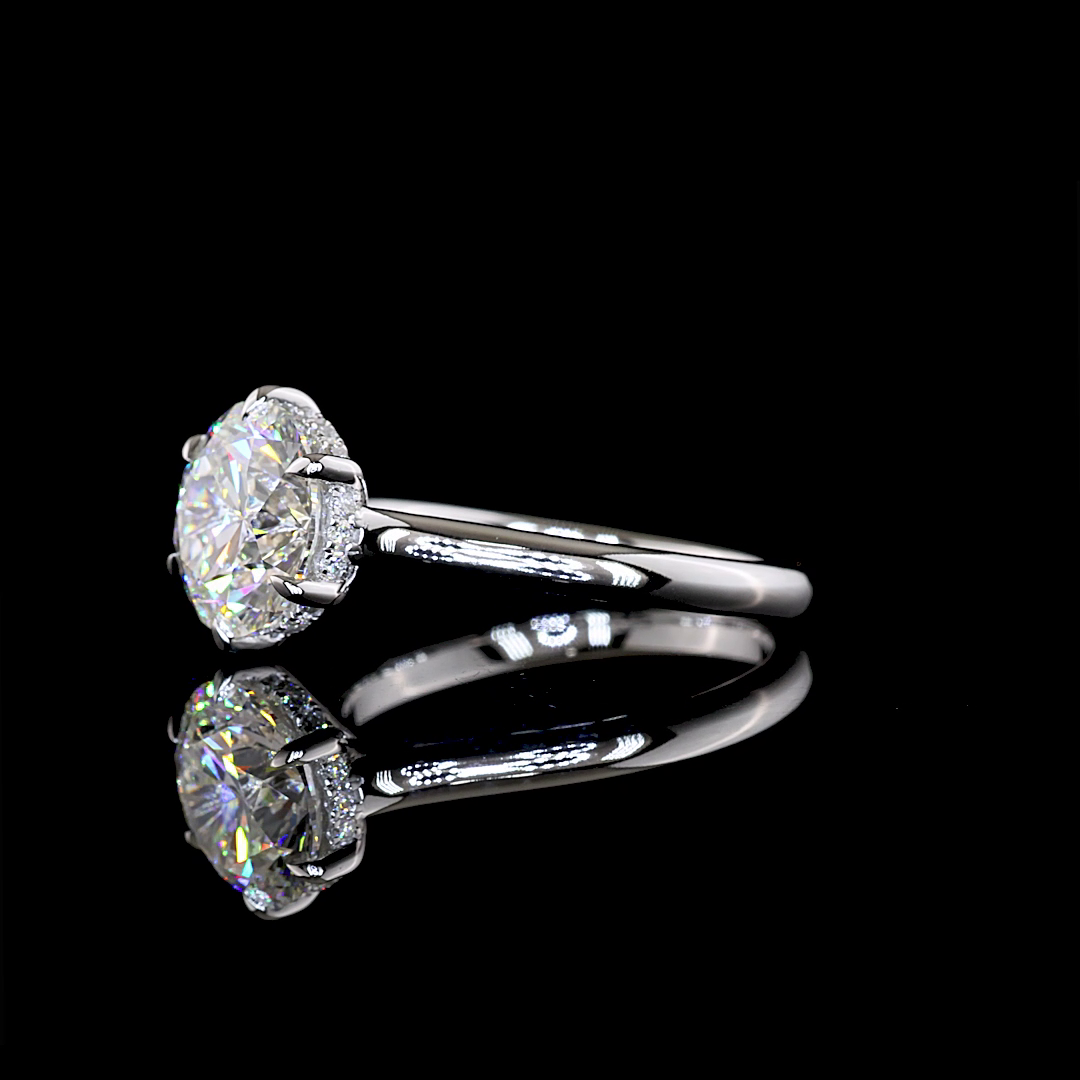 3.34 CTTW Round Lab Grown Diamond Hidden Halo Ring Sz. 7.5 (F Color and VVS2 Clarity)