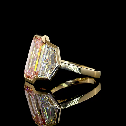 14.45 CTTW Emerald Lab Grown Diamond 3 Stones Ring Sz. 6.5 (F.P Color and VS2 Clarity)