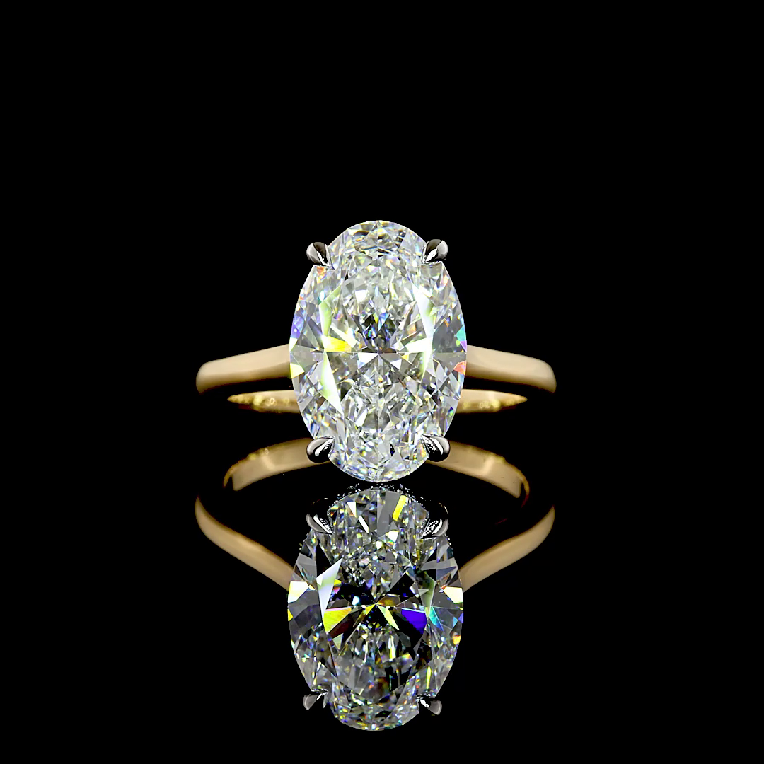 3.49 CTTW Oval Lab Grown Diamond Hidden Halo Ring Sz. 4.5 (F Color and VS1 Clarity)