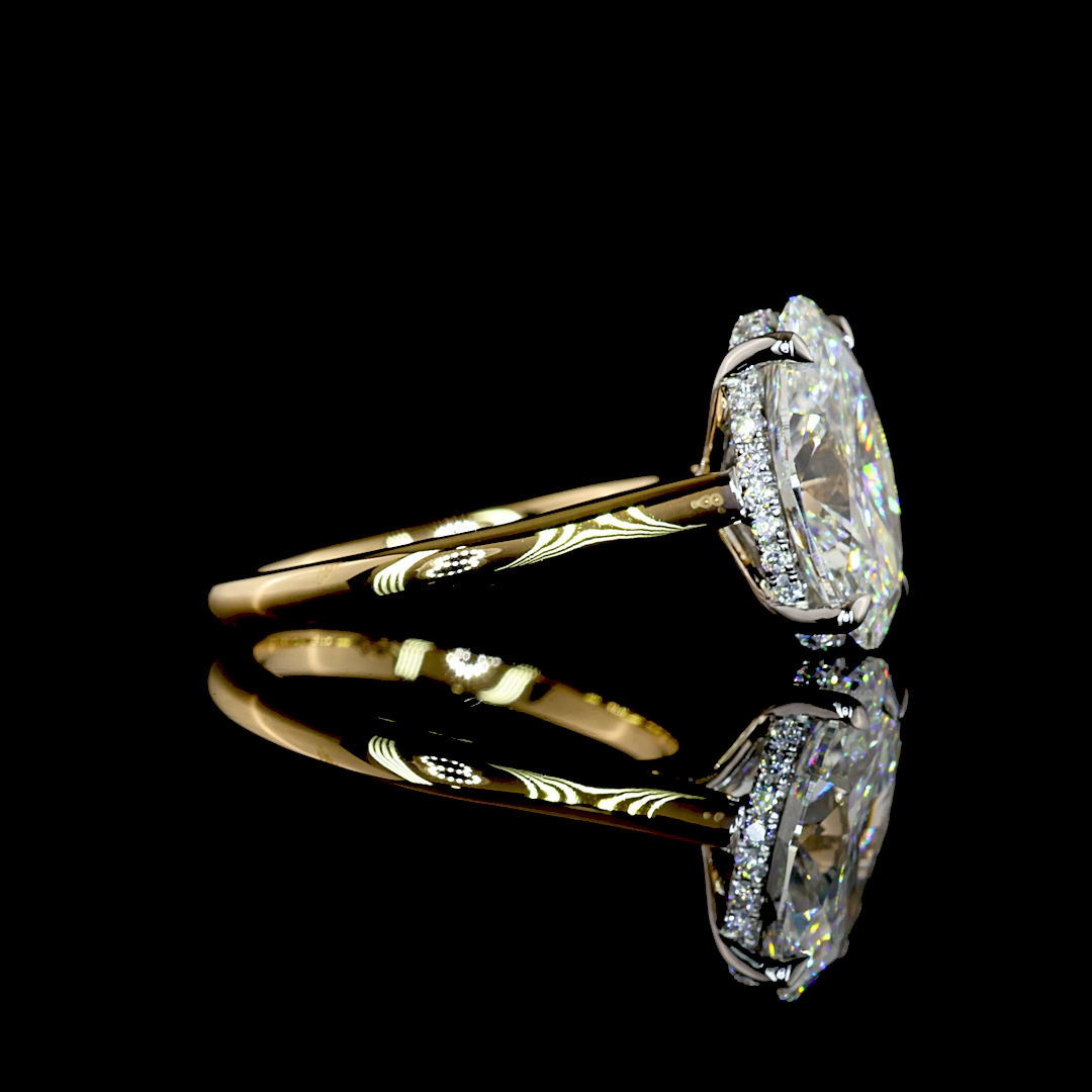 3.49 CTTW Oval Lab Grown Diamond Hidden Halo Ring Sz. 4.5 (F Color and VS1 Clarity)