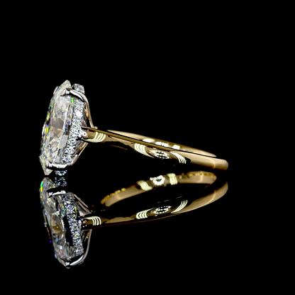 3.49 CTTW Oval Lab Grown Diamond Hidden Halo Ring Sz. 4.5 (F Color and VS1 Clarity)