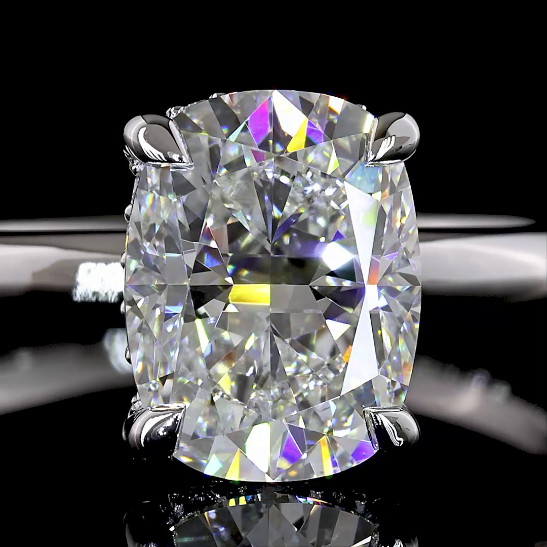 2.08 CTTW Cushion Brilliant Lab Grown Diamond Hidden Halo Ring Sz. 6.5 (E Color and VVS2 Clarity)