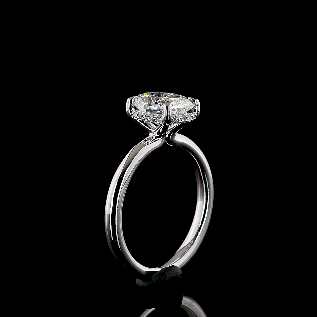 2.08 CTTW Cushion Brilliant Lab Grown Diamond Hidden Halo Ring Sz. 6.5 (E Color and VVS2 Clarity)