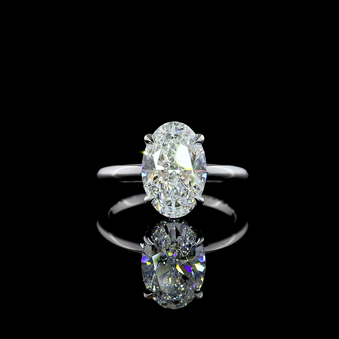 3.23 CTTW Oval Lab Grown Diamond Hidden Halo Ring Sz. 6.5 (E Color and VVS2 Clarity)