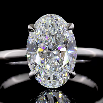 3.23 CTTW Oval Lab Grown Diamond Hidden Halo Ring Sz. 6.5 (E Color and VVS2 Clarity)
