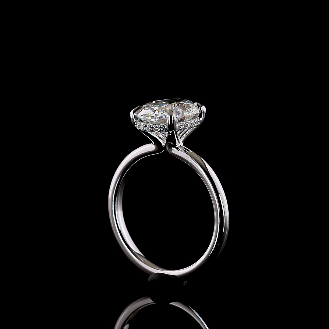 3.23 CTTW Oval Lab Grown Diamond Hidden Halo Ring Sz. 6.5 (E Color and VVS2 Clarity)