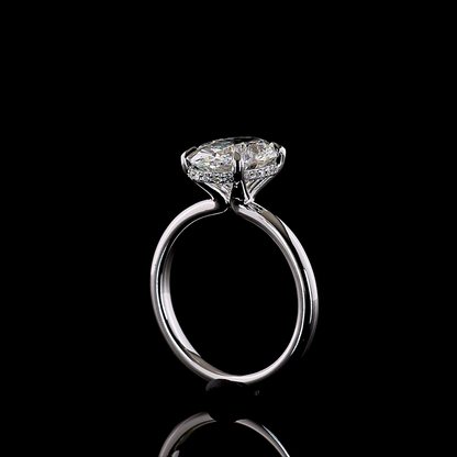 3.23 CTTW Oval Lab Grown Diamond Hidden Halo Ring Sz. 6.5 (E Color and VVS2 Clarity)