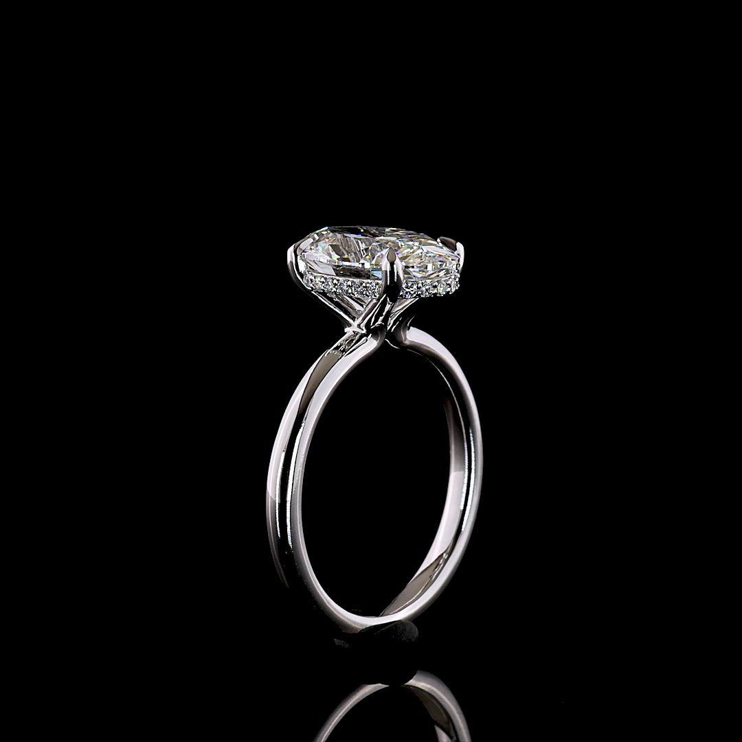 3.23 CTTW Oval Lab Grown Diamond Hidden Halo Ring Sz. 6.5 (E Color and VVS2 Clarity)