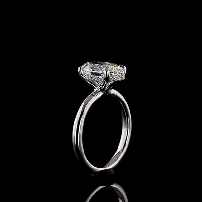3.23 CTTW Oval Lab Grown Diamond Hidden Halo Ring Sz. 6.5 (E Color and VVS2 Clarity)