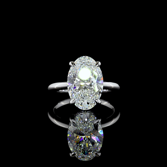5.43 CTTW Oval Lab Grown Diamond Hidden Halo Ring Sz. 6.5 (F Color and VVS2 Clarity)