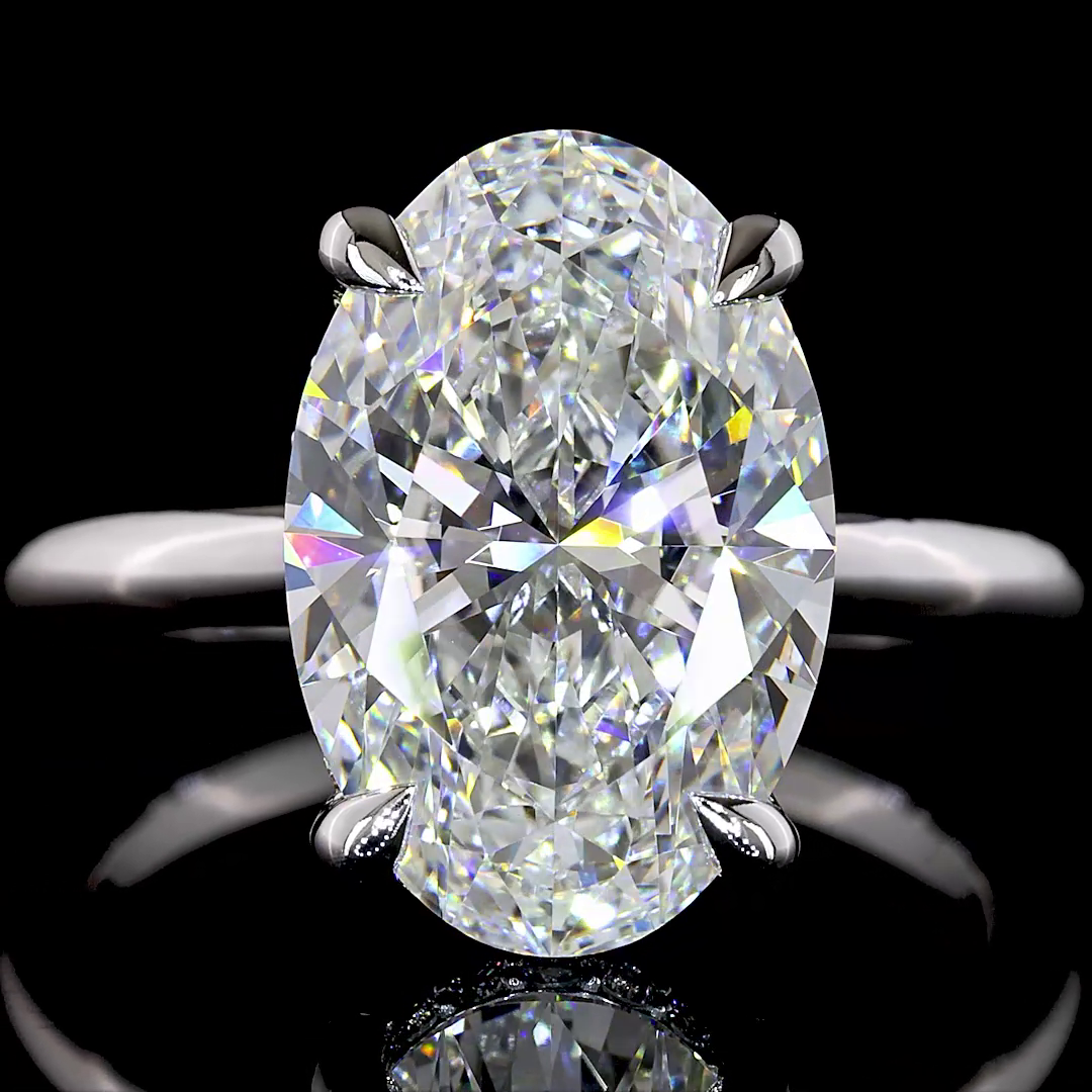 5.43 CTTW Oval Lab Grown Diamond Hidden Halo Ring Sz. 6.5 (F Color and VVS2 Clarity)