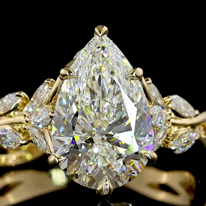 3.10 CTTW Pear Lab Grown Diamond Special Ring Sz. 6.5 (E Color and VVS2 Clarity)