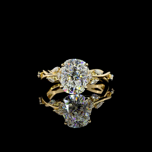 2.96 CTTW Cushion Brilliant Lab Grown Diamond Special Ring Sz. 6.5 (E Color and VVS2 Clarity)