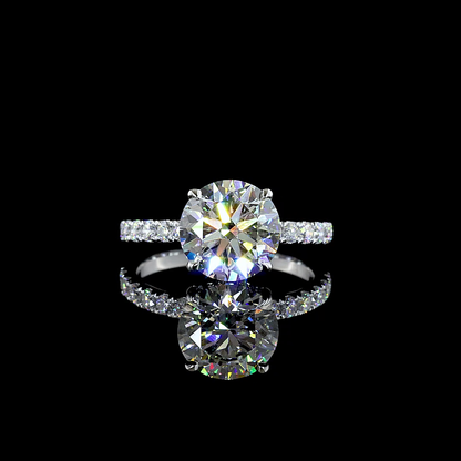 3.57 CTTW Round Lab Grown Diamond Hidden Halo Ring Sz. 6.5 (E Color and VVS2 Clarity)