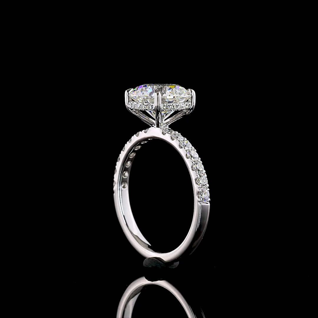 3.57 CTTW Round Lab Grown Diamond Hidden Halo Ring Sz. 6.5 (E Color and VVS2 Clarity)