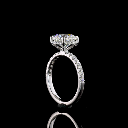 3.57 CTTW Round Lab Grown Diamond Hidden Halo Ring Sz. 6.5 (E Color and VVS2 Clarity)