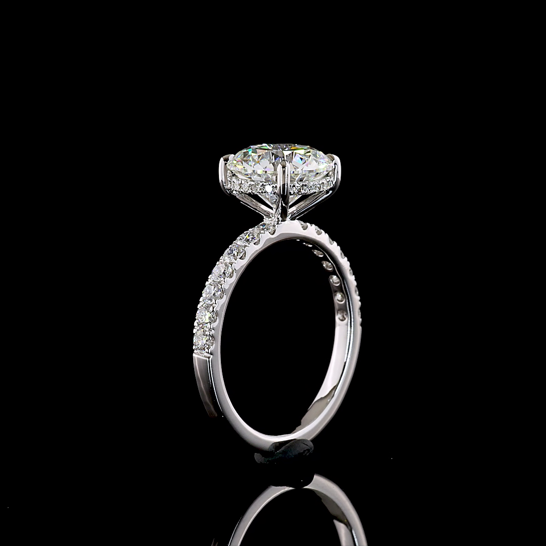 3.57 CTTW Round Lab Grown Diamond Hidden Halo Ring Sz. 6.5 (E Color and VVS2 Clarity)
