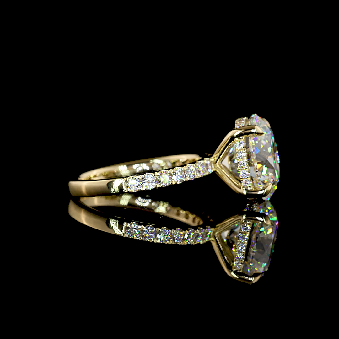 6.71 CTTW Round Lab Grown Diamond Hidden Halo Ring Sz. 6.5 (F Color and VVS2 Clarity)
