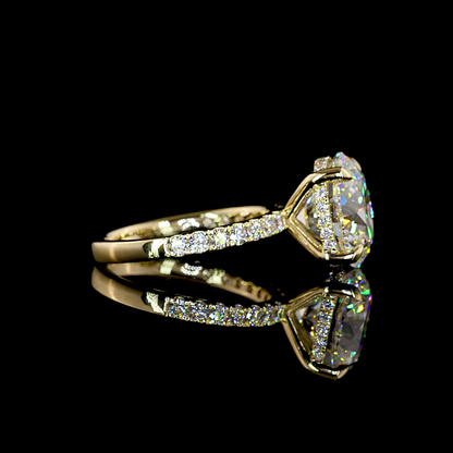 6.71 CTTW Round Lab Grown Diamond Hidden Halo Ring Sz. 6.5 (F Color and VVS2 Clarity)