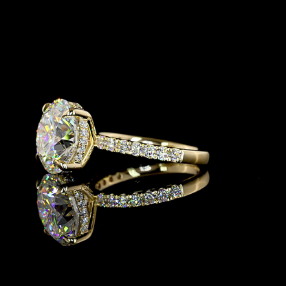 6.71 CTTW Round Lab Grown Diamond Hidden Halo Ring Sz. 6.5 (F Color and VVS2 Clarity)