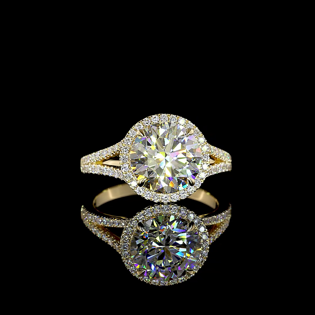 3.41 CTTW Round Lab Grown Diamond Split Shank Ring Sz. 6.5 (E Color and VVS2 Clarity)