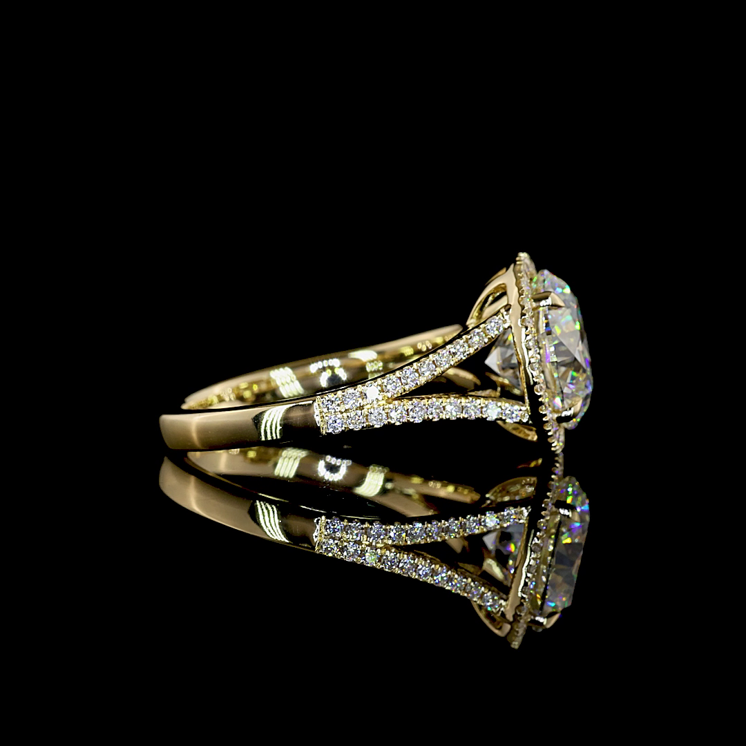 3.41 CTTW Round Lab Grown Diamond Split Shank Ring Sz. 6.5 (E Color and VVS2 Clarity)