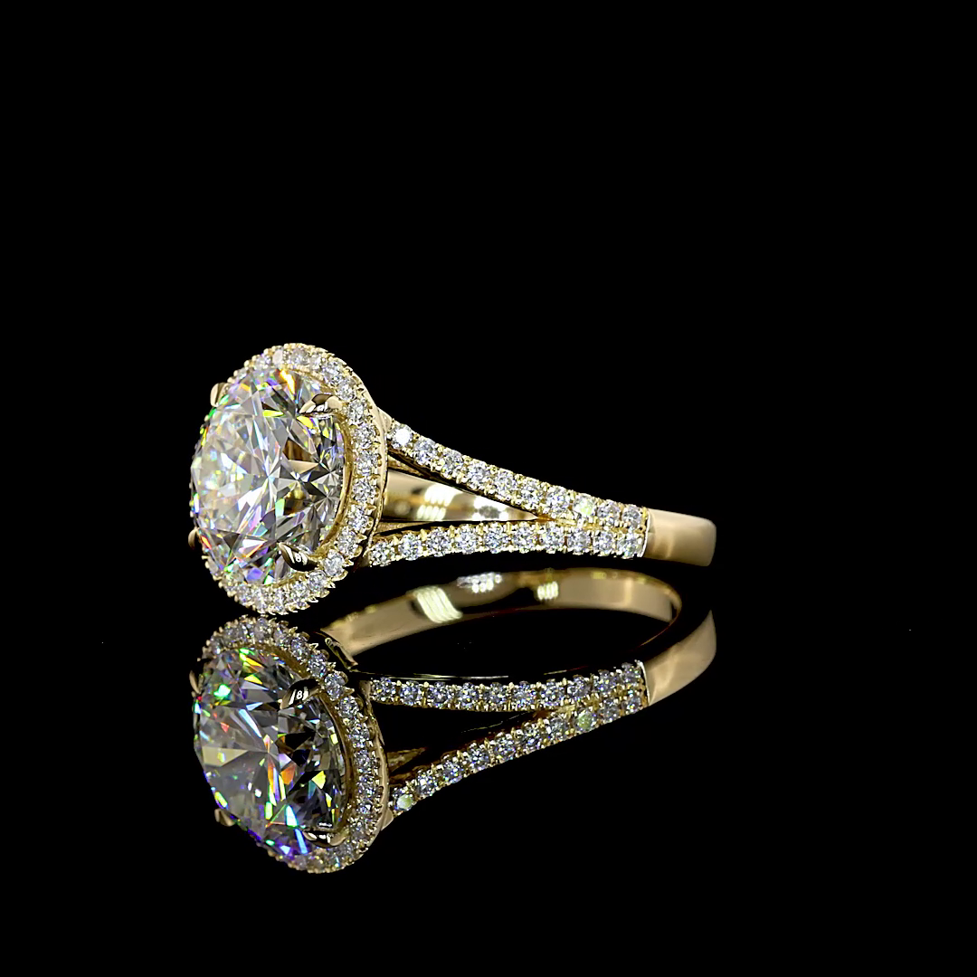 3.41 CTTW Round Lab Grown Diamond Split Shank Ring Sz. 6.5 (E Color and VVS2 Clarity)